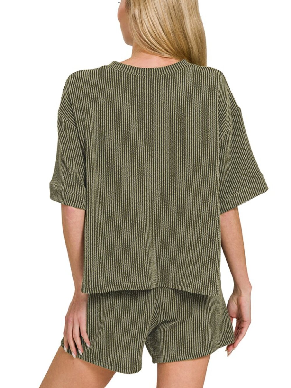 Raised rib short sleeve tee & short set - Picture 3 of 3